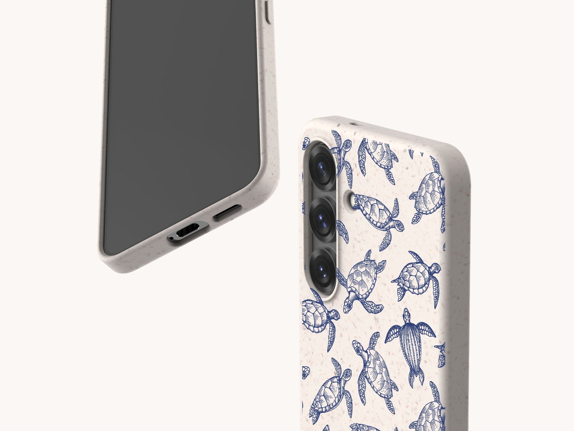 Samsung Galaxy S25 Eco Friendly Phone Case with a blue line art turtles pattern