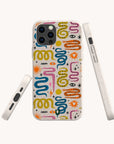 Four Year Of The Snake Eco-Friendly Biodegradable Phone Cases are displayed from different angles on a white background, featuring colorful snakes, stars, and eye motifs in vibrant blue, pink, yellow, and orange. With wavy snake patterns and abstract symbols, these sustainable cases combine bold style with eco-conscious design—perfect for celebrating the Year of the Snake.