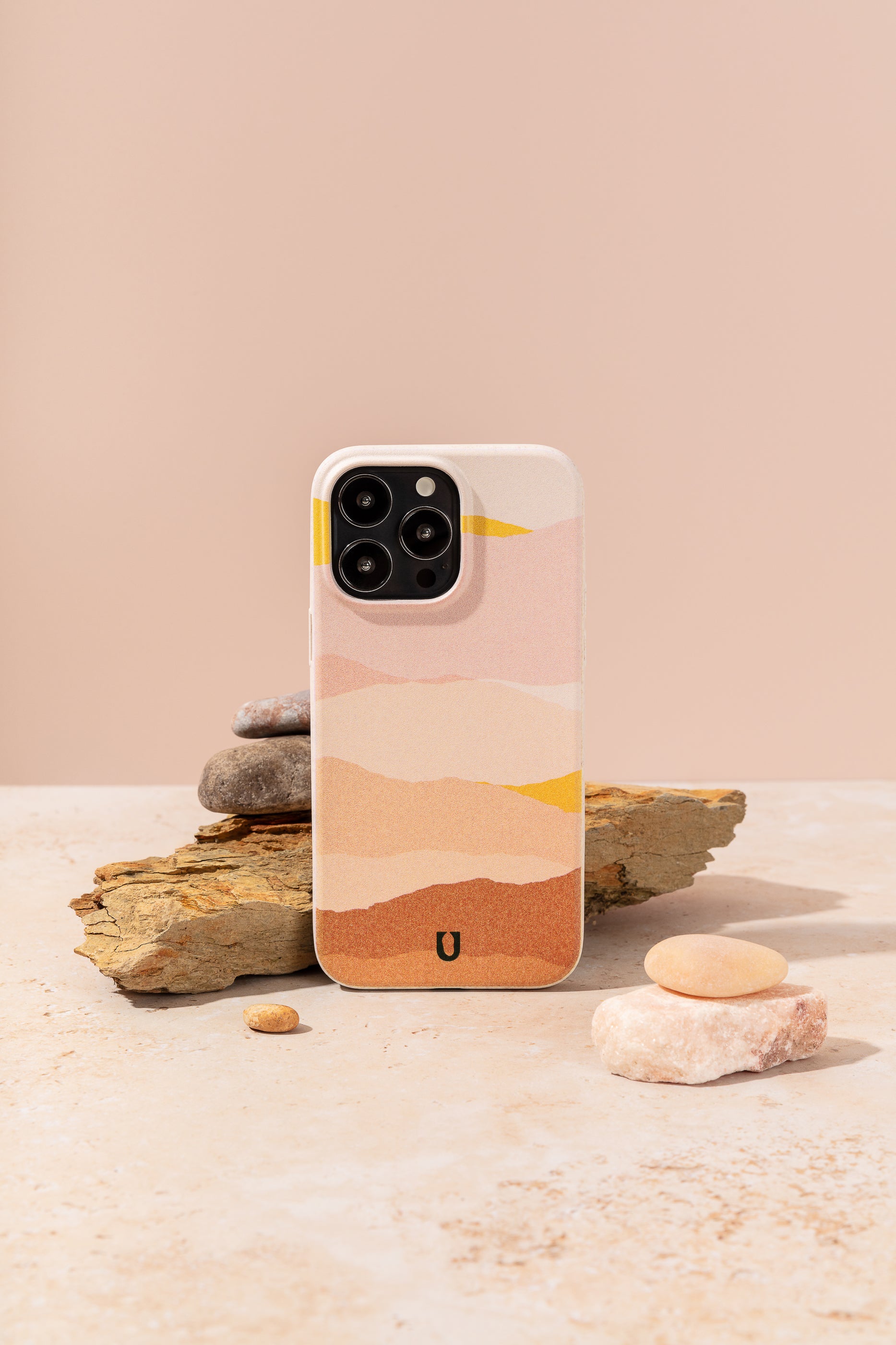 Boho landscape neutral colours landscape print biodegradable eco friendly phone case.