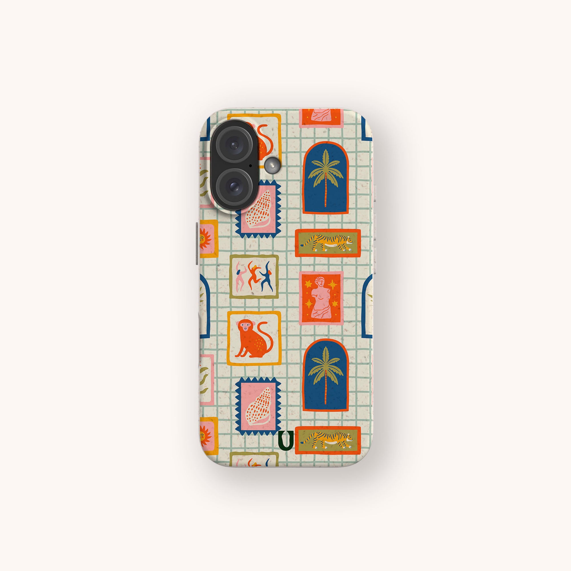Monkey See Monkey Do biodegradable phone case for iPhone 15 with playful monkey print and eco-friendly material.
