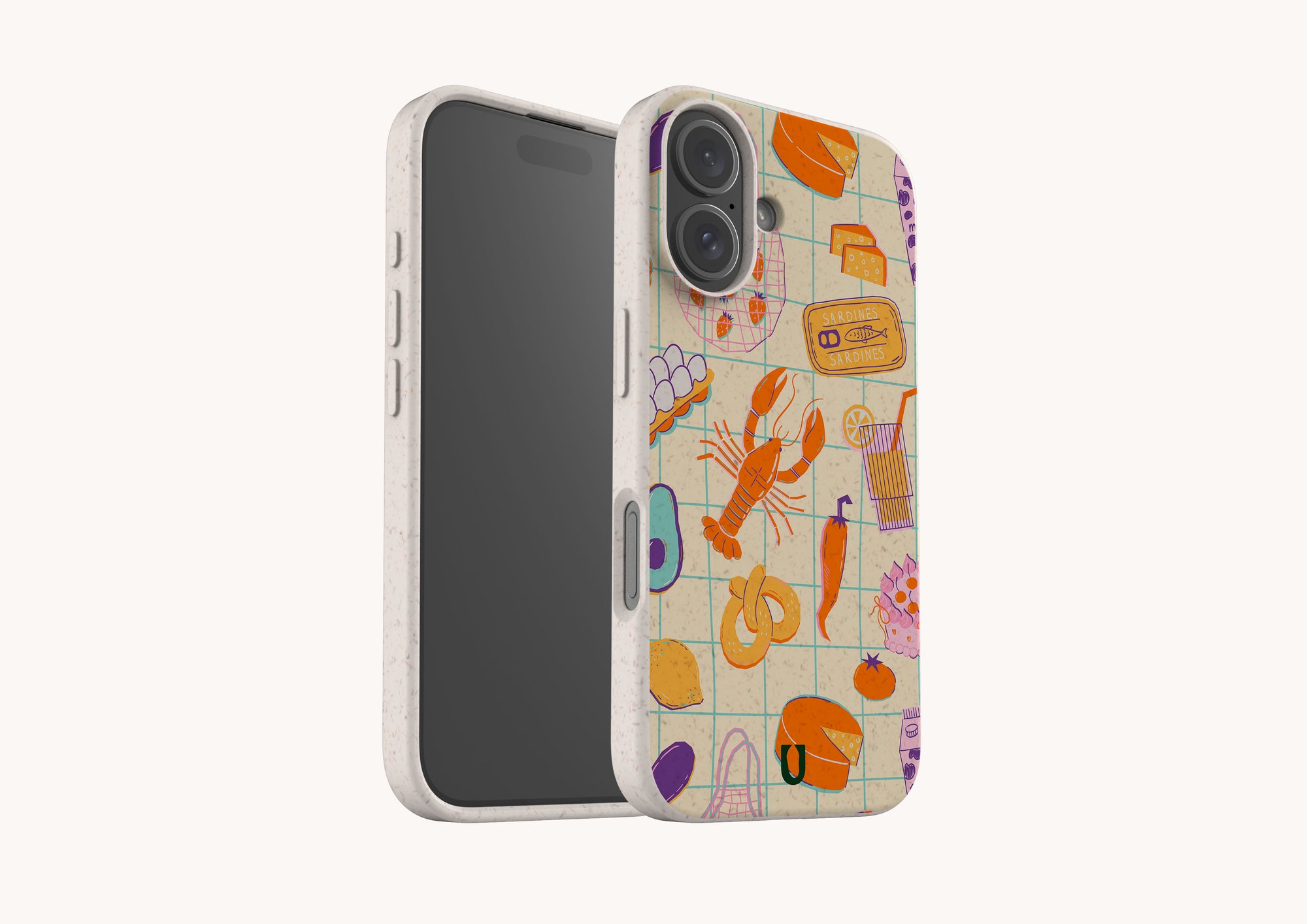 Eco-friendly compostable phone case for iPhone 14 Pro Max with playful summer fruit design