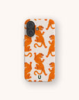 Tigers biodegradable phone case for iPhone 15 with bold orange tiger print on eco-friendly material