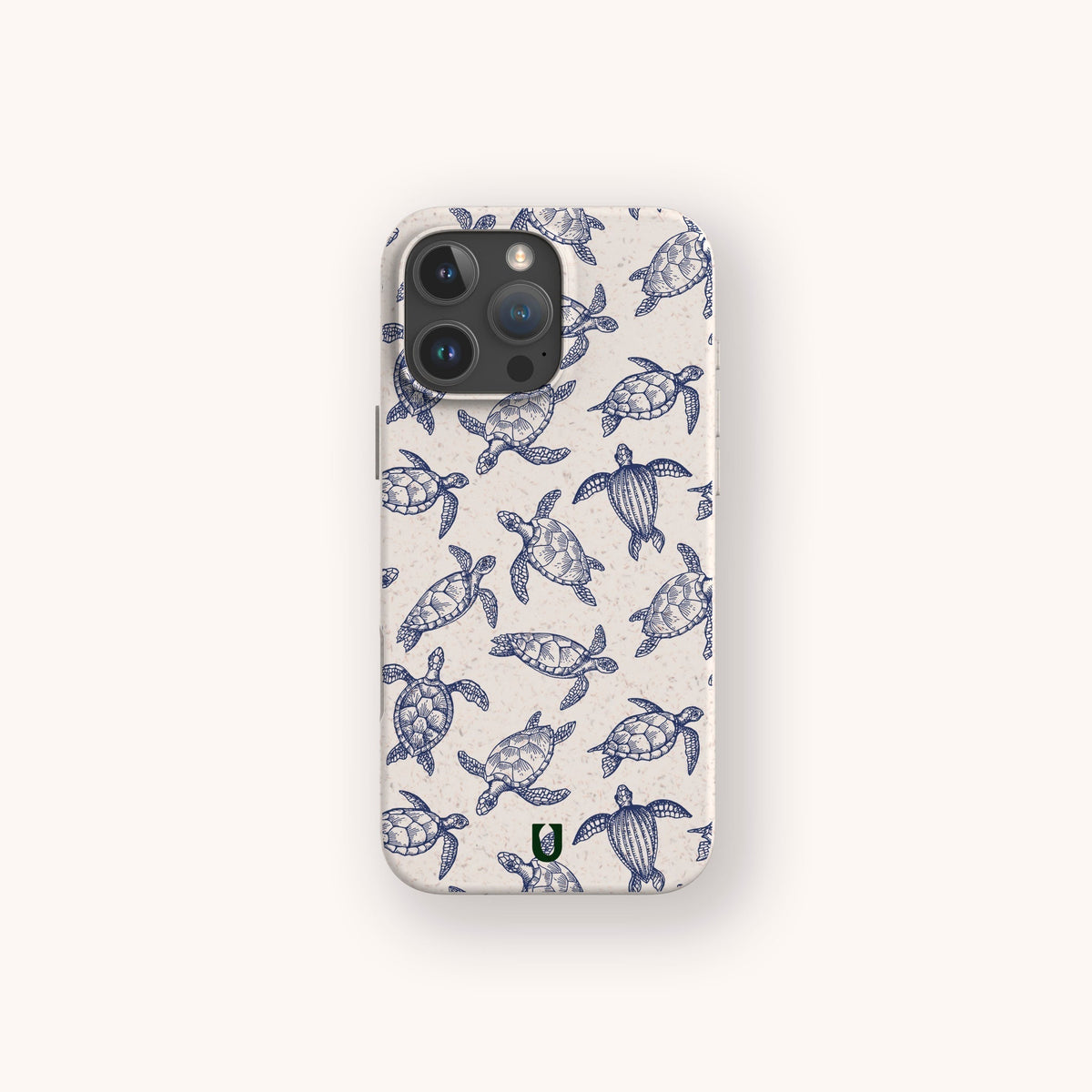 Introducing the Turtles Eco-Friendly Phone Case—a stylish phone case adorned with blue sea turtle patterns on a light background, thoughtfully crafted from sustainable materials for an environmentally conscious choice.