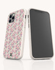 Coque de téléphone biodégradable et écologique à carreaux rouges et roses