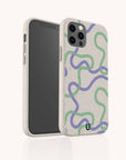 Coque de téléphone biodégradable à motifs tourbillons violets et verts