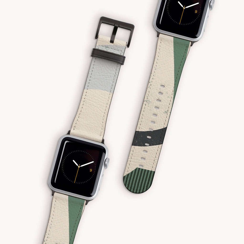Green Abstract Lines Vegan Leather Apple Watch Band – Casulo