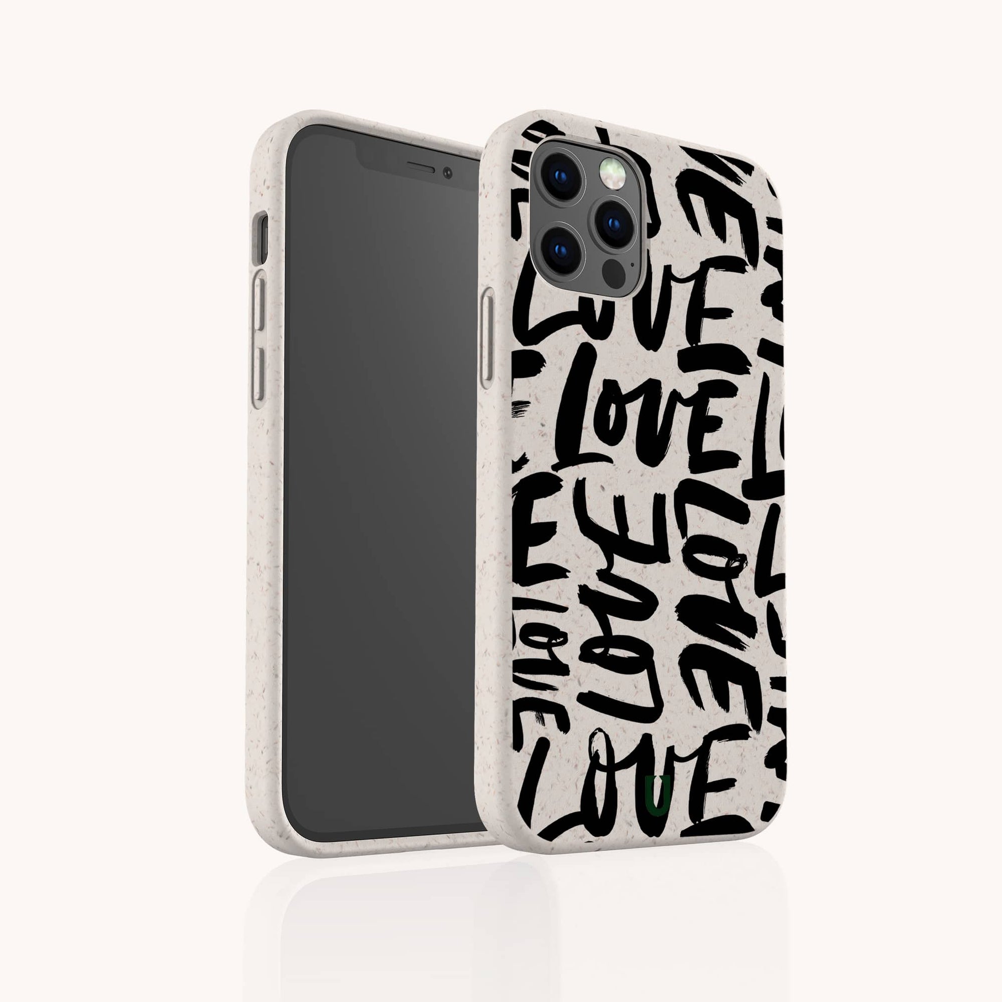 Love Words sustainable phone case on Samsung Galaxy S23 featuring elegant script design and matte biodegradable texture.