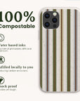 Heritage Multistripe Eco-Friendly Biodegradable Phone Case with a vertical striped pattern, 100% compostable, made with water-based inks, fulfilled locally, and shock proof.