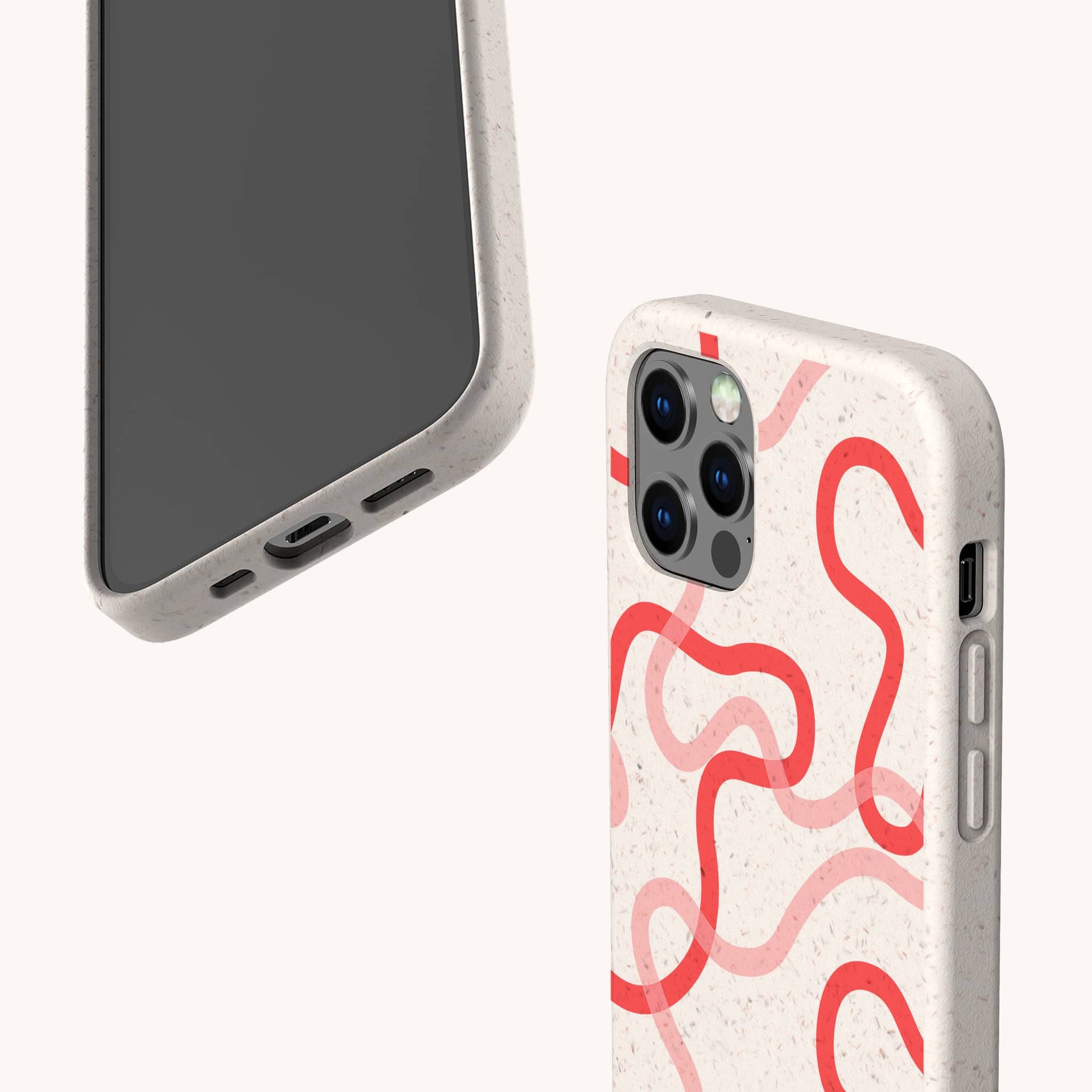 Pink and Red Swirls biodegradable phone case displayed on Samsung Galaxy S24 with artistic swirl pattern.