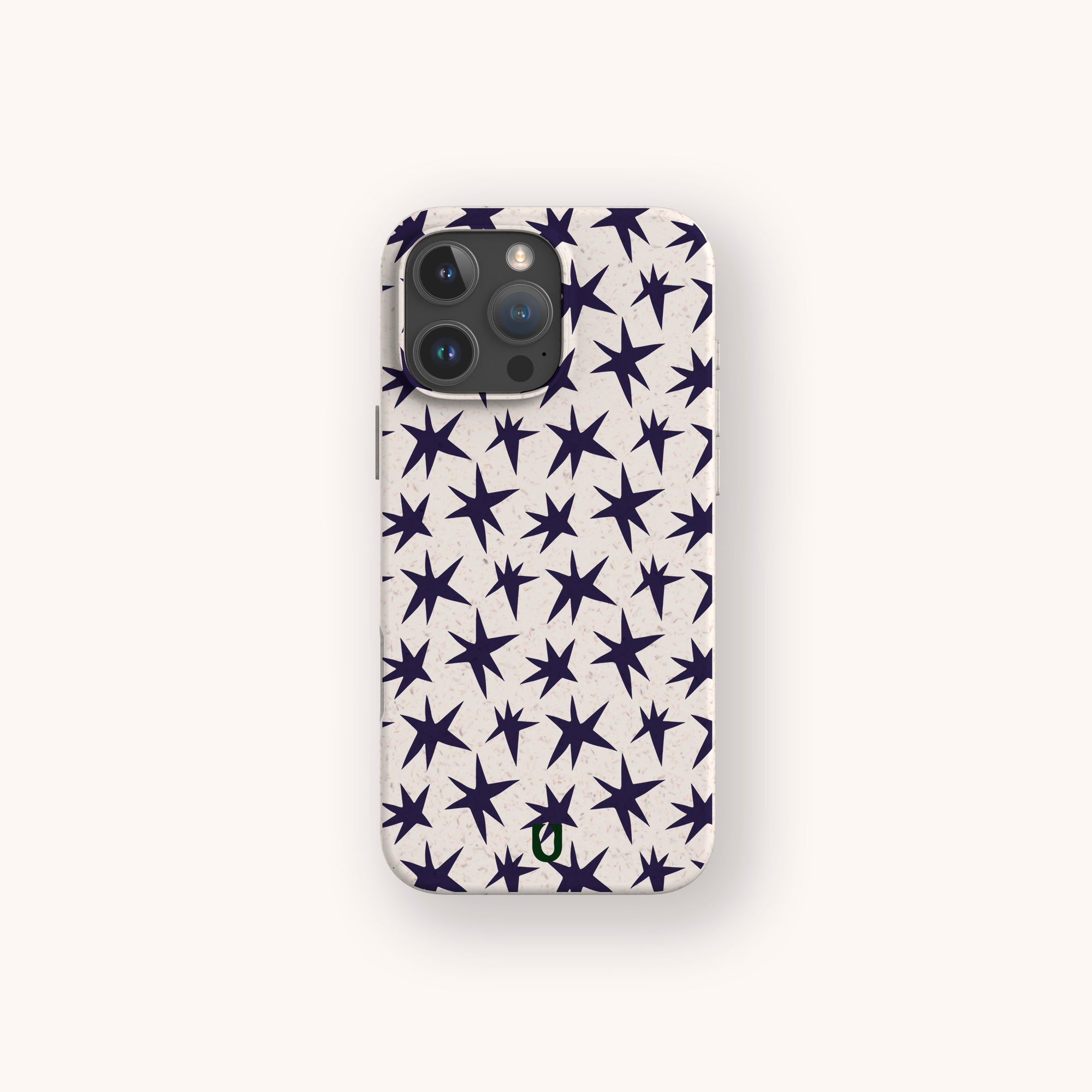 Wonky Stars biodegradable phone case on iPhone 17 with playful star pattern and eco-friendly matte finish.