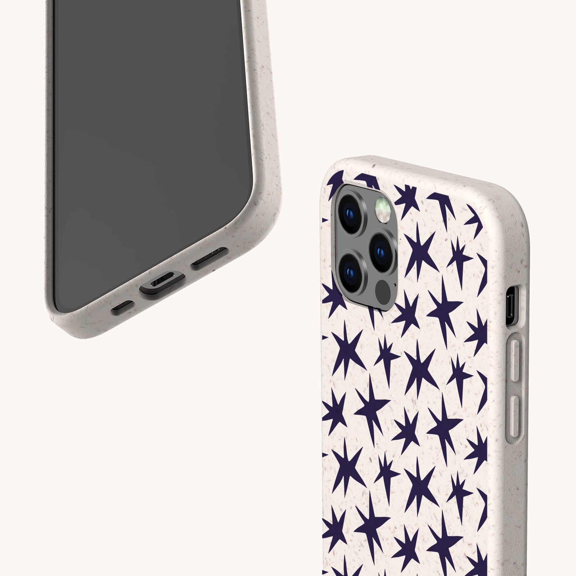 Wonky Stars biodegradable phone case displayed on Samsung Galaxy S24 with soft matte sustainable material.
